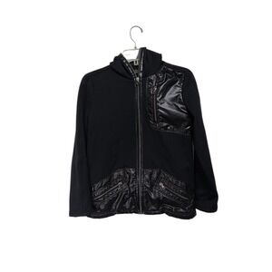 Erin Snow Black Full Zip Jacket Hooded Quilted Detail Womens Size‎ M